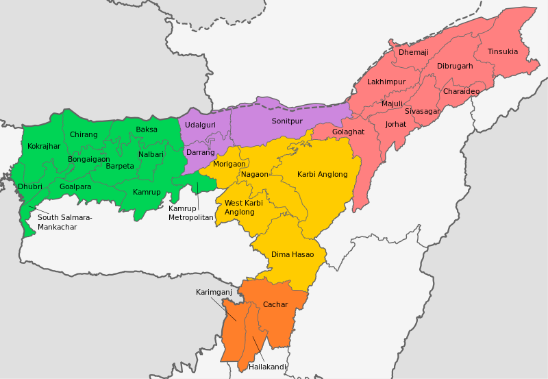 List Of Districts In Assam | Population | Area | Assam District Map