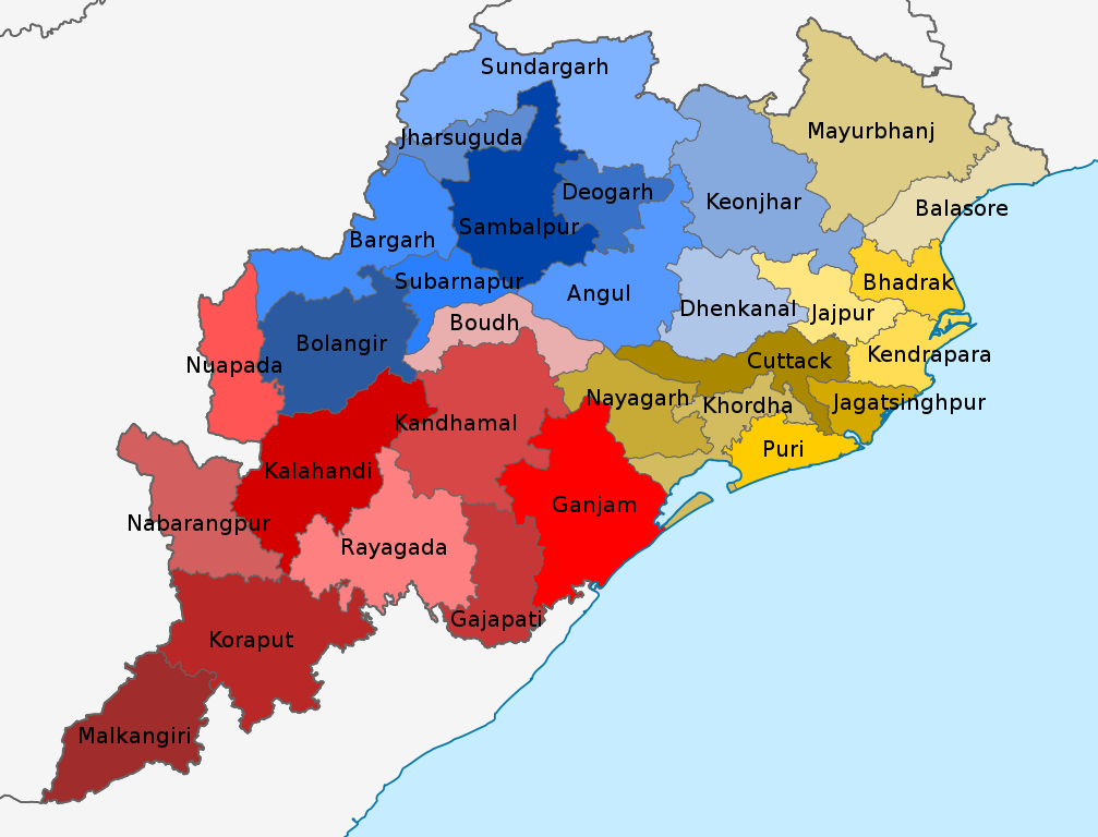 List Of Districts In Odisha Population Area Odisha District Map   Odisha Districts Map 