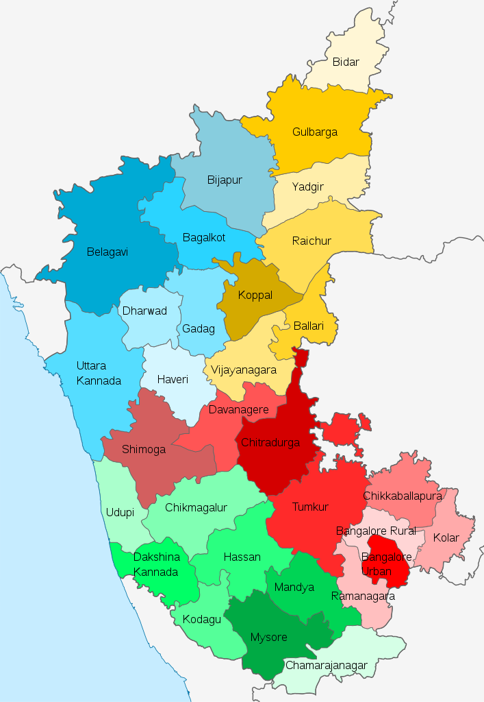 List of Districts in Karnataka | Population | Area | Karnataka District Map